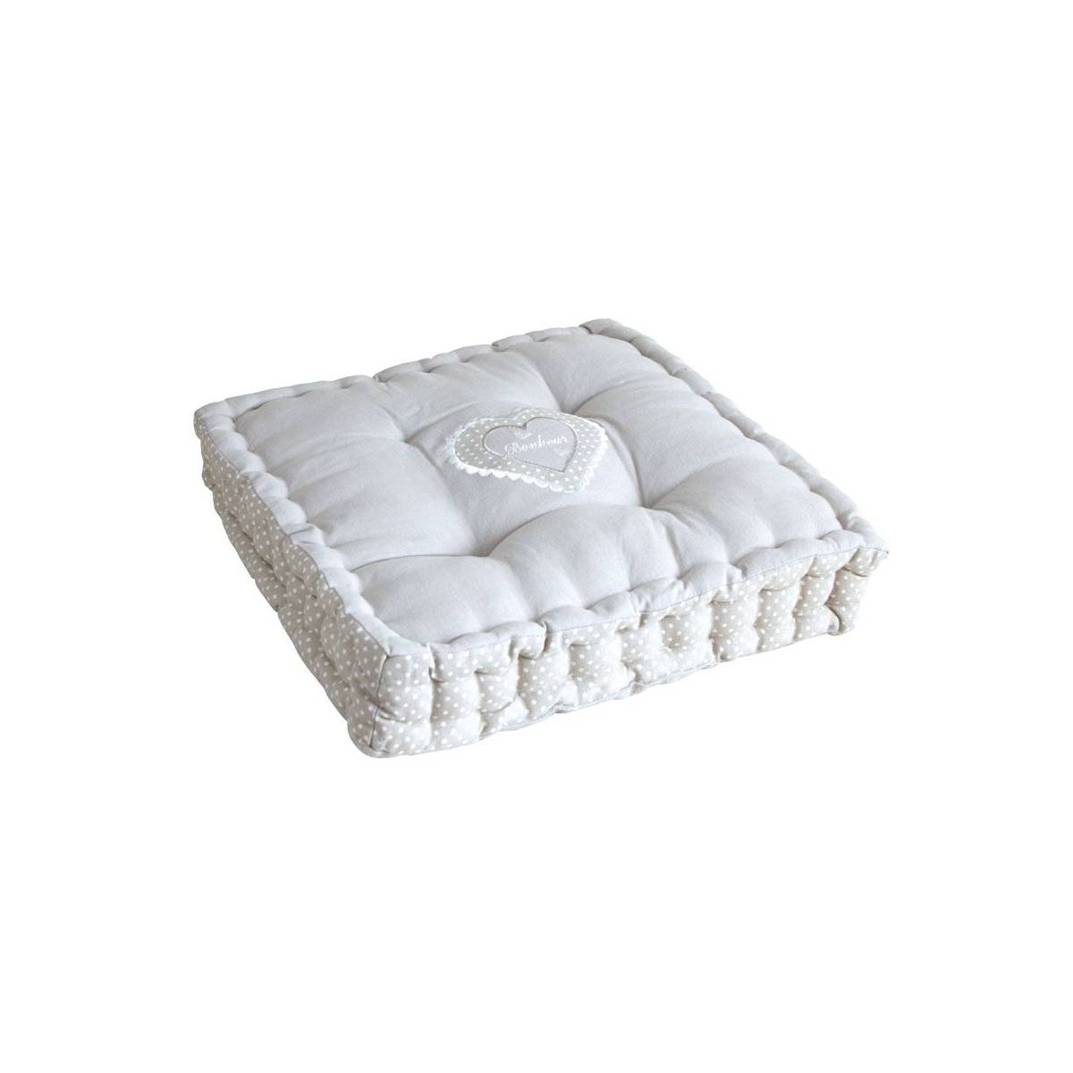 Aubry Gaspard - Coussin coeur gris en coton et lin - Imagen 1