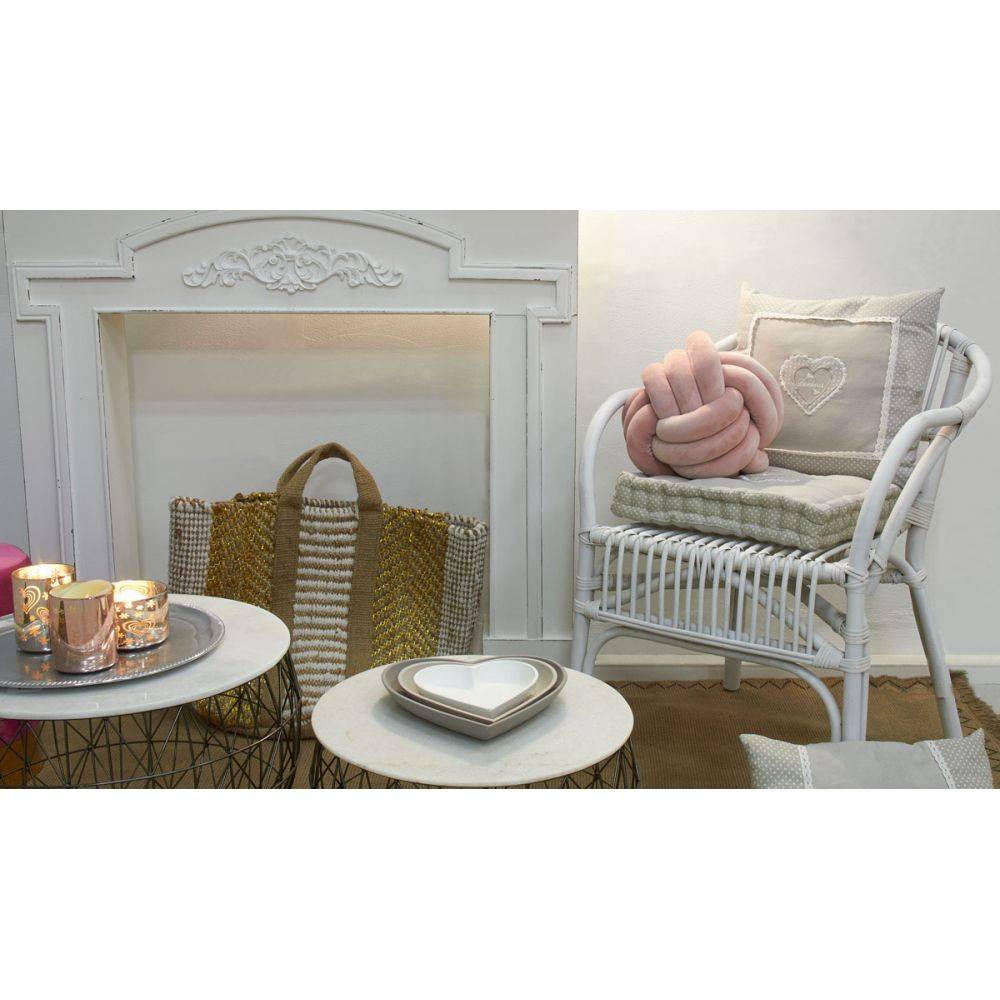 Aubry Gaspard - Coussin coeur gris en coton et lin - Imagen 3