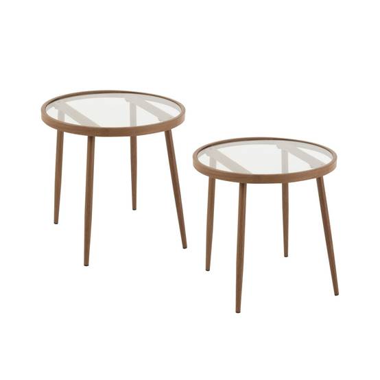 Autre - Table basse ronde en métal et verre D50 (lot de 2) - MALAGA - Image 1