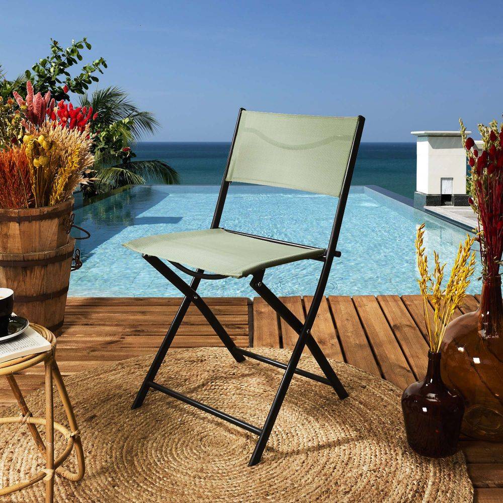 The Home Deco Factory - Chaise de jardin pliable en acier Elba (Lot de 2) - Imagen 2