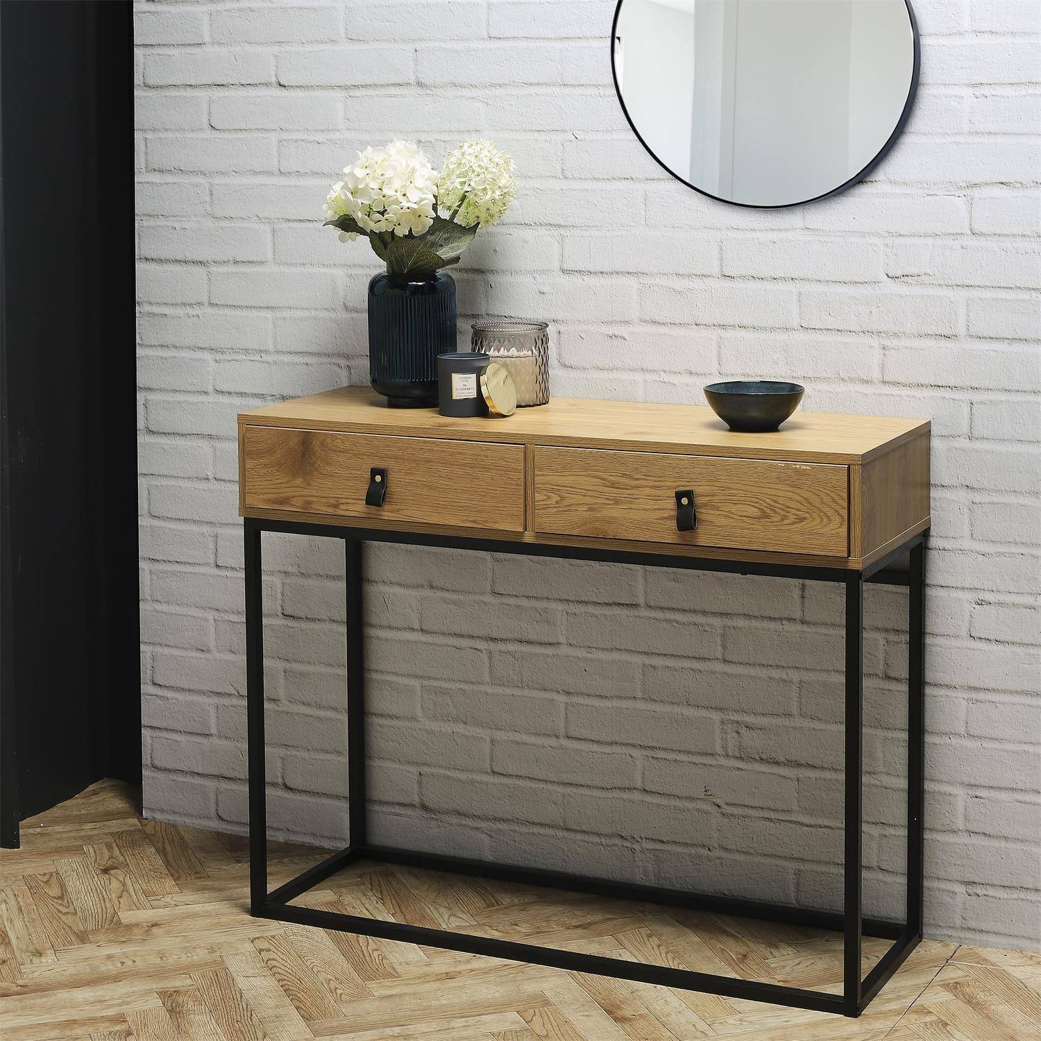 The Home Deco Factory - Console 2 tiroirs en bois et métal Jack - Marron et noir - The Home Deco Factory - Image 2
