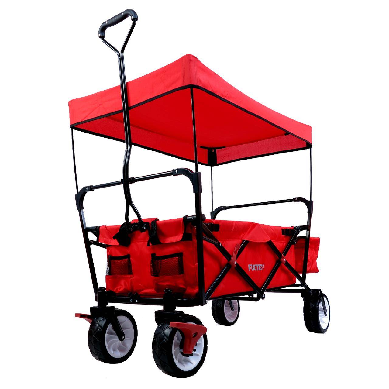 Chariot de transport pliable rouge - FUXTEC Wild Cruiser - transport charge 75 kg - Image 3