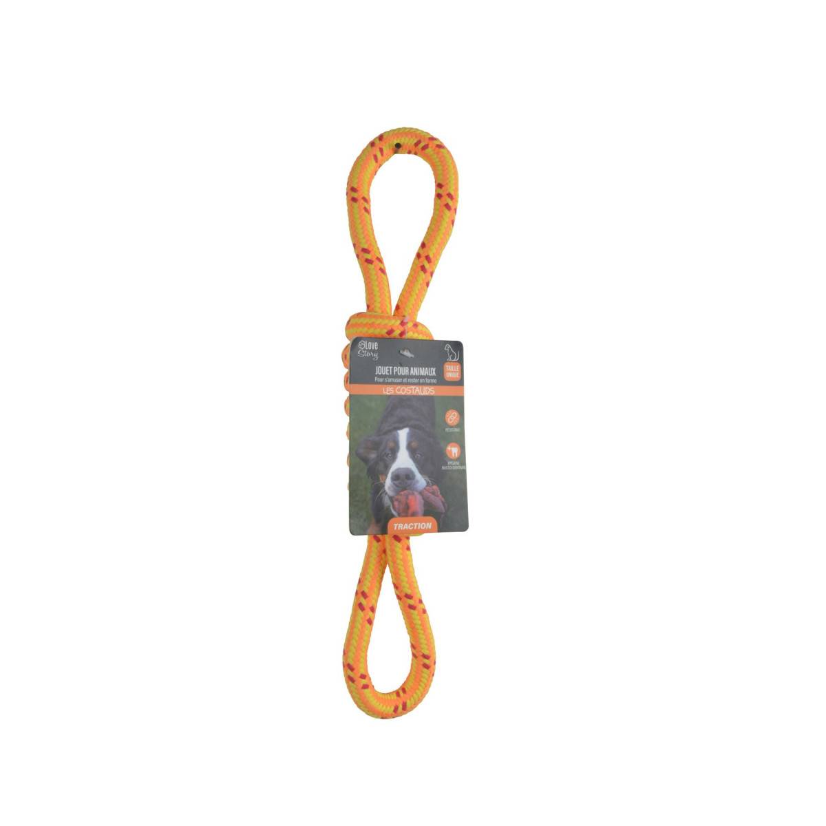 Love Story - Jouet pour Chien "Corde Nœud 2 Poignées" 36cm Orange - Image 2