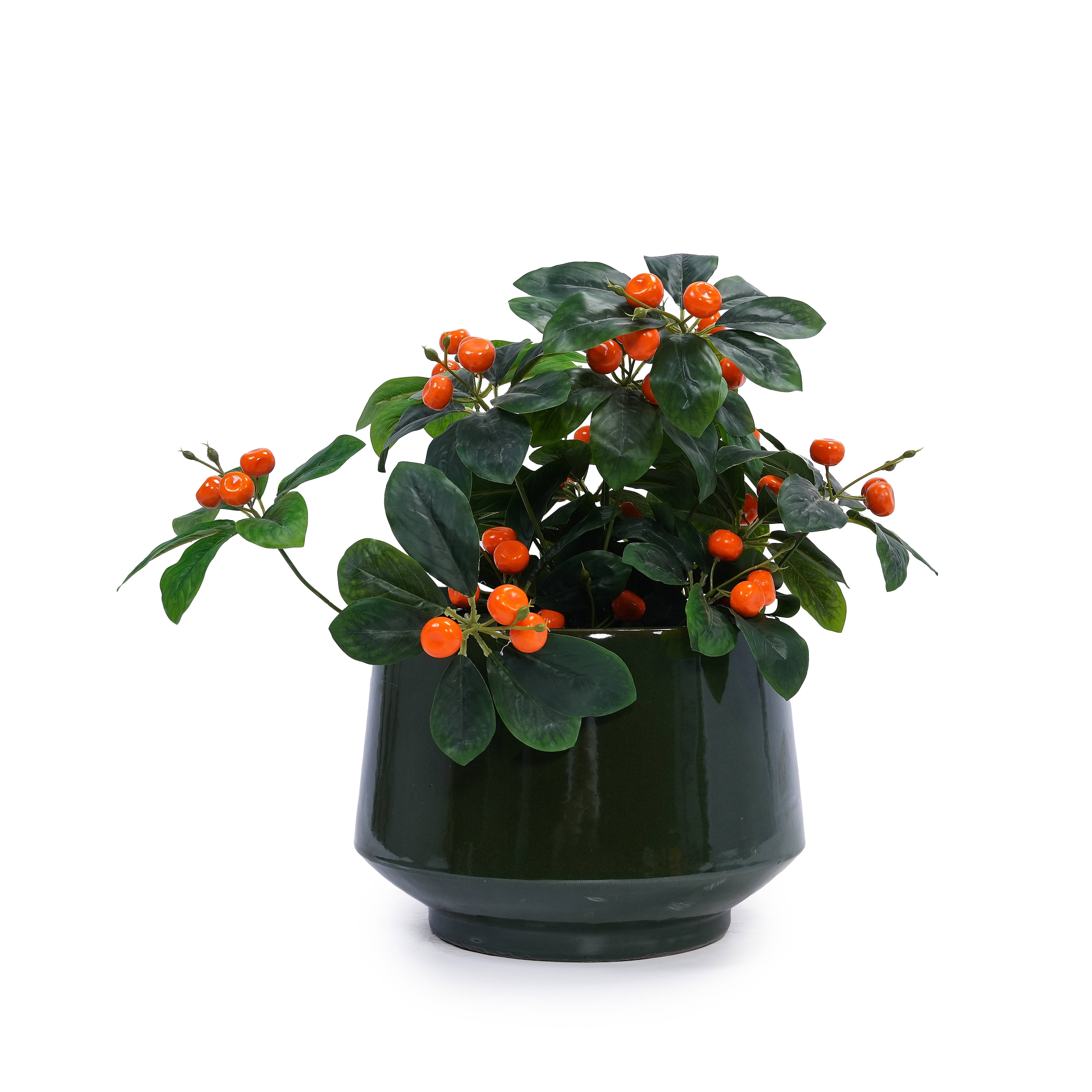Set de 3 Pots de Fleurs Céramique Intérieur Extérieur Anti-gel Vert Antique - ComfortXL Outdoor Living - Image 7