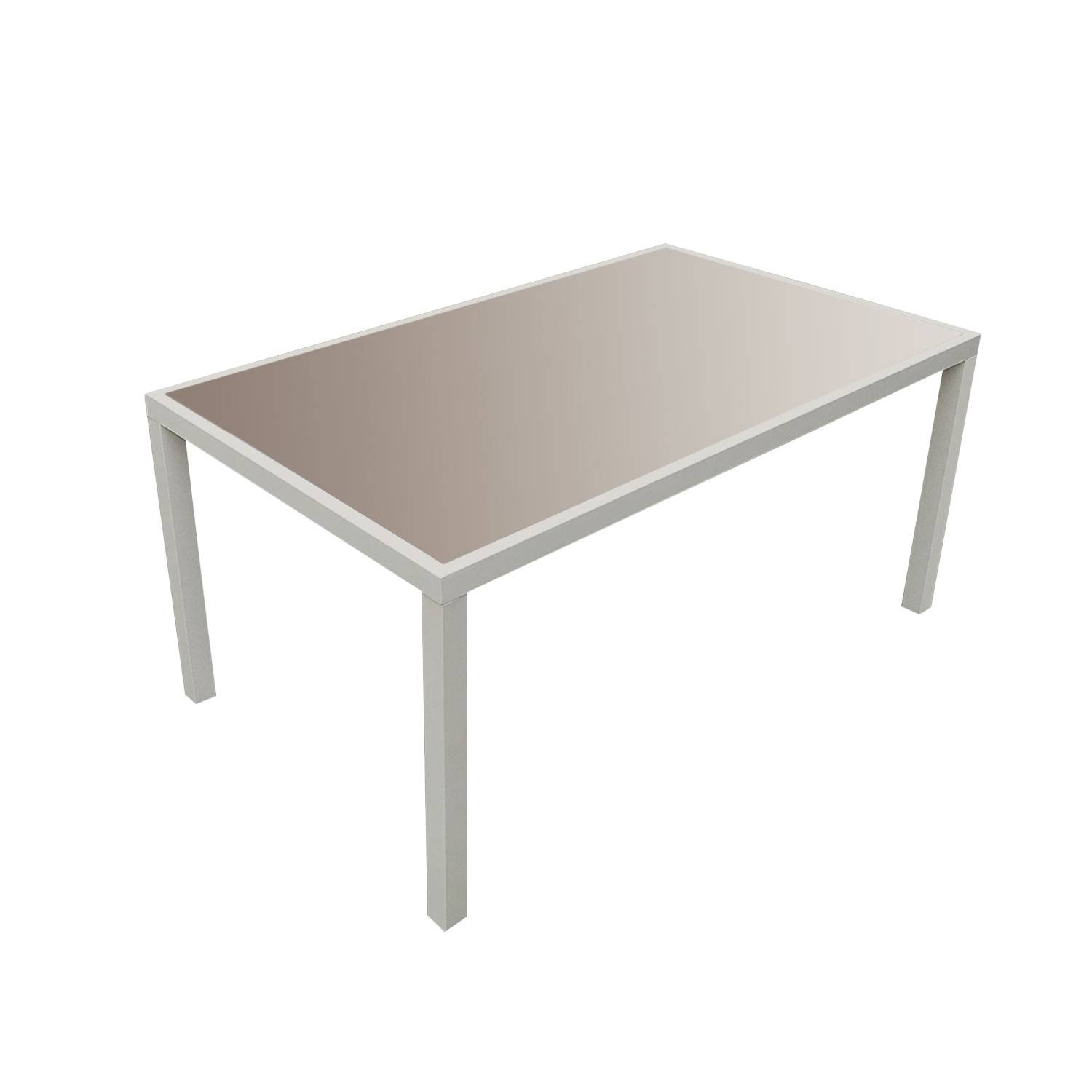 Happy Garden - Salon de jardin BERGAMO en textilène taupe 6 places - aluminium taupe - HAPPY GARDEN - Imagen 2
