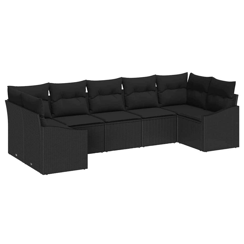 Salon de jardin 7 places en polyrotin modulable confortable pour grande terrasse ou balcon Noir – ComfortXL Outdoor Living - Image 2
