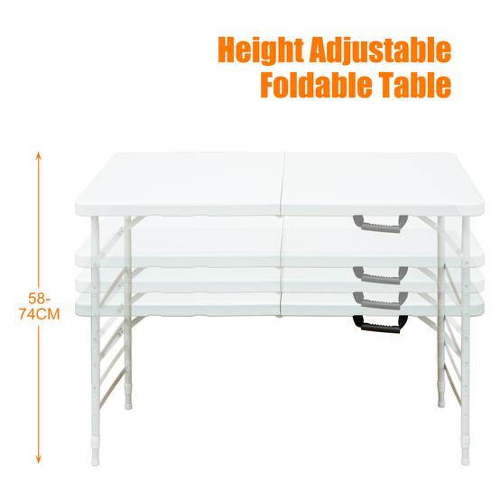 Table pliante portable fer et plastique blanche 125 x 61 x 73.6 cm - PANGIVO - Image 5