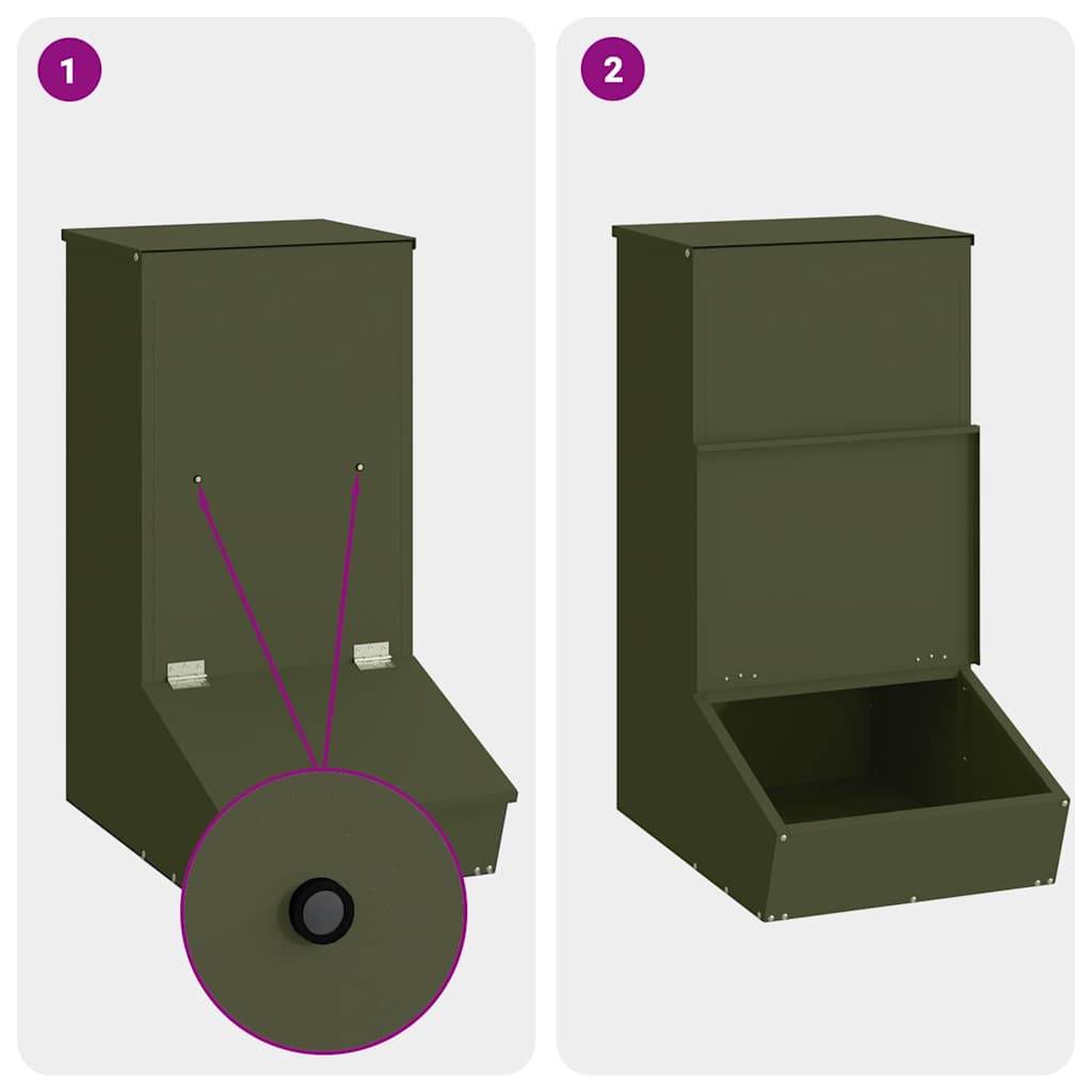 Distributeur Porcs Métal 20kg Automatique Robuste Vert Olive - ComfortXL Outdoor Living - Image 9