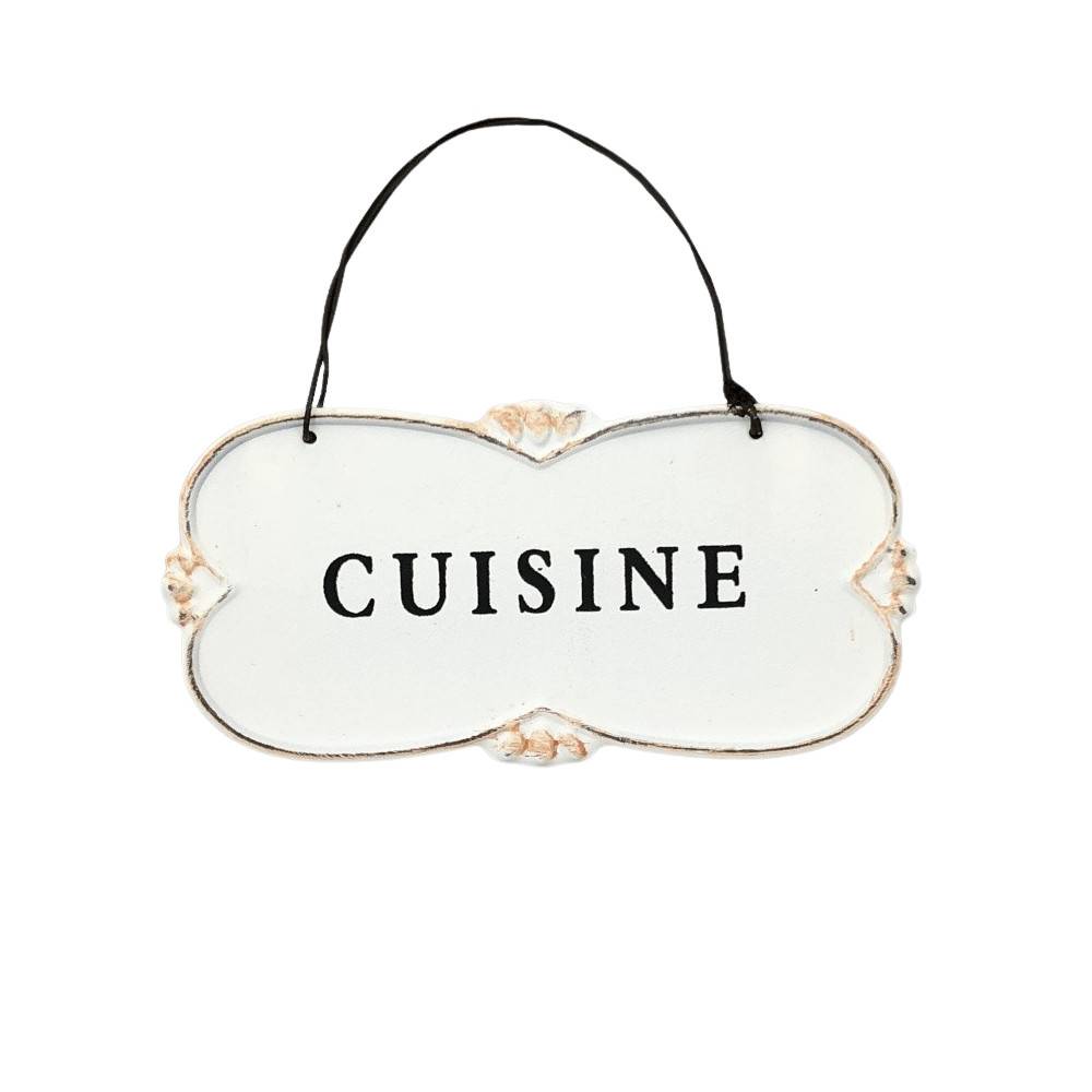 ~ Plaque de porte décorative vintage cuisine fer blanc noir 22x10cm Chemin de campagne - Image 1