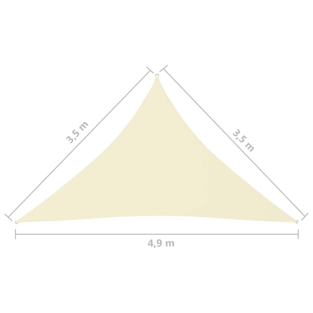 Helloshop26 - Voile toile d'ombrage parasol tissu oxford triangulaire 3,5 x 3,5 x 4,9 m crème - Imagen 6