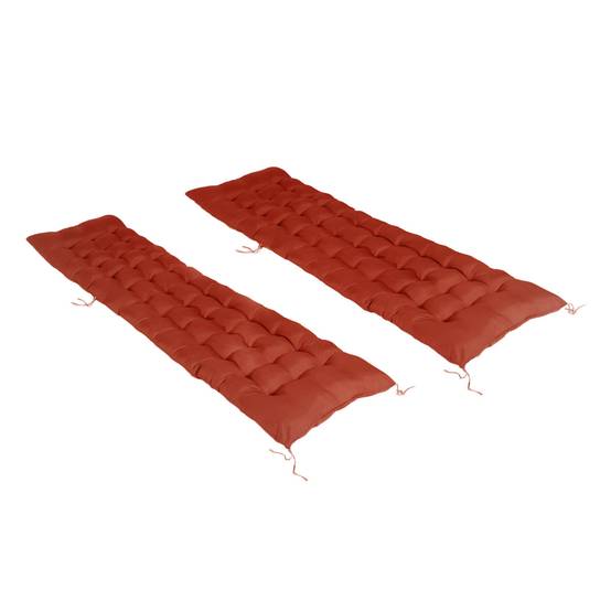 Lot De 2 Coussins Universels Pour Transat Adam 180 Cm - Noir Matelassé, Épaisseur 10 Cm, 4 Attaches