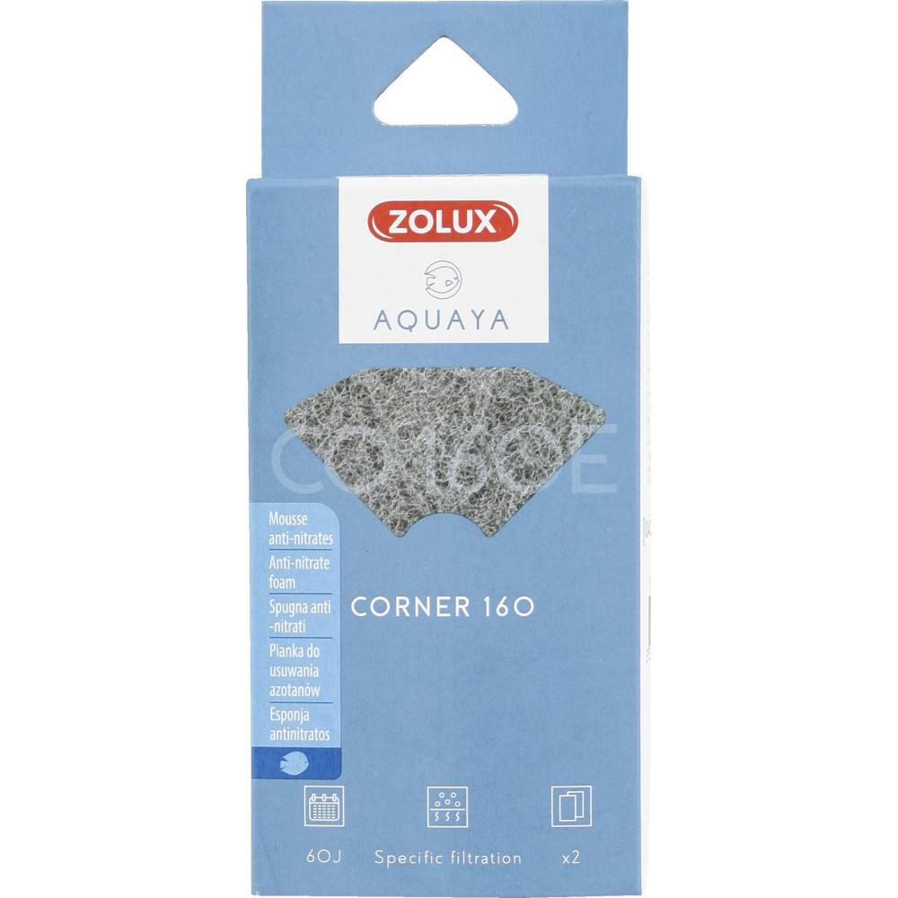 Zolux - Filtre pour pompe corner 160, filtre CO 160 E mousse anti-nitrates x 2 pour aquarium - Image 1