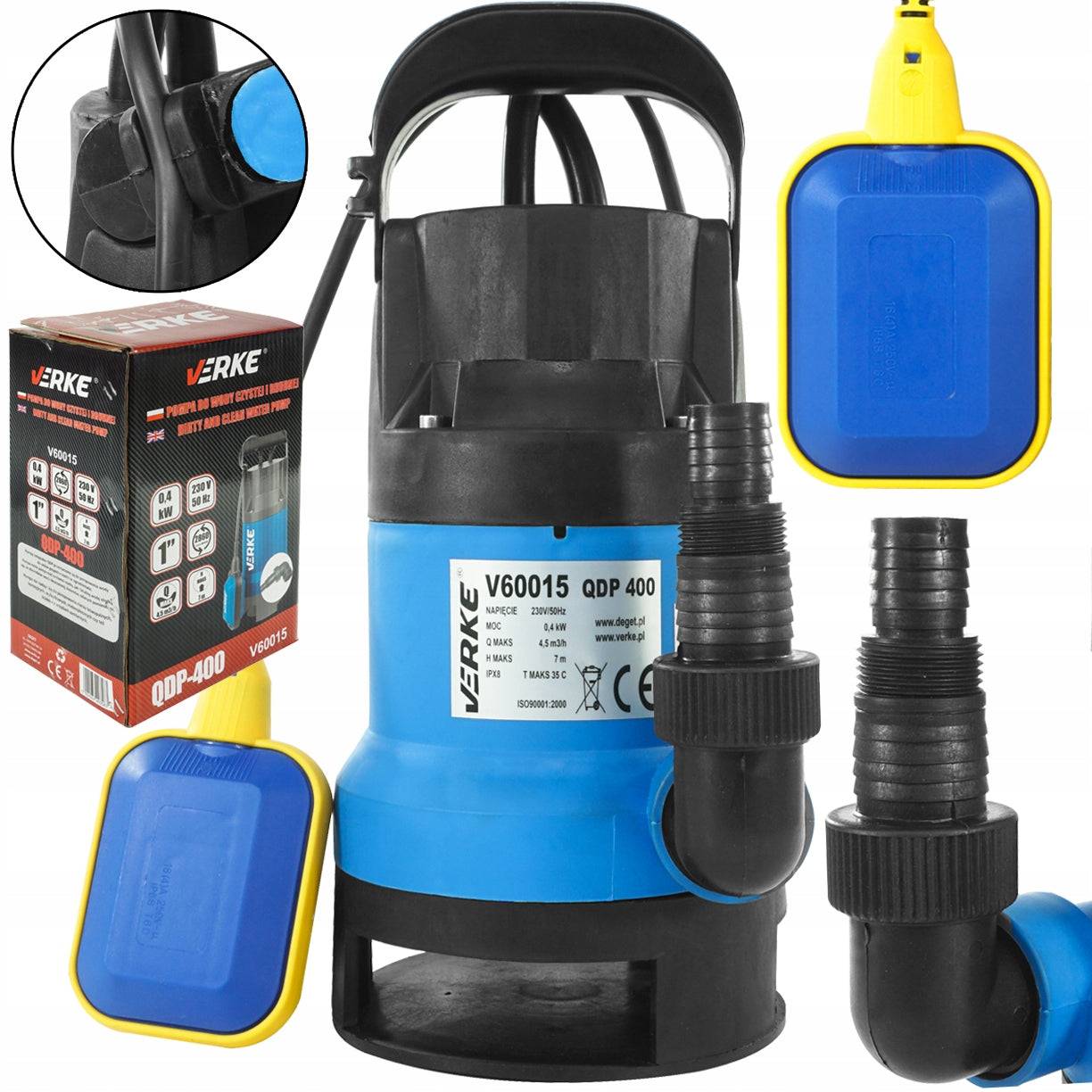 Importdistrib - Pompe  submersible vide cave Eaux propre Sales 400 W avec flotteur - Image 4