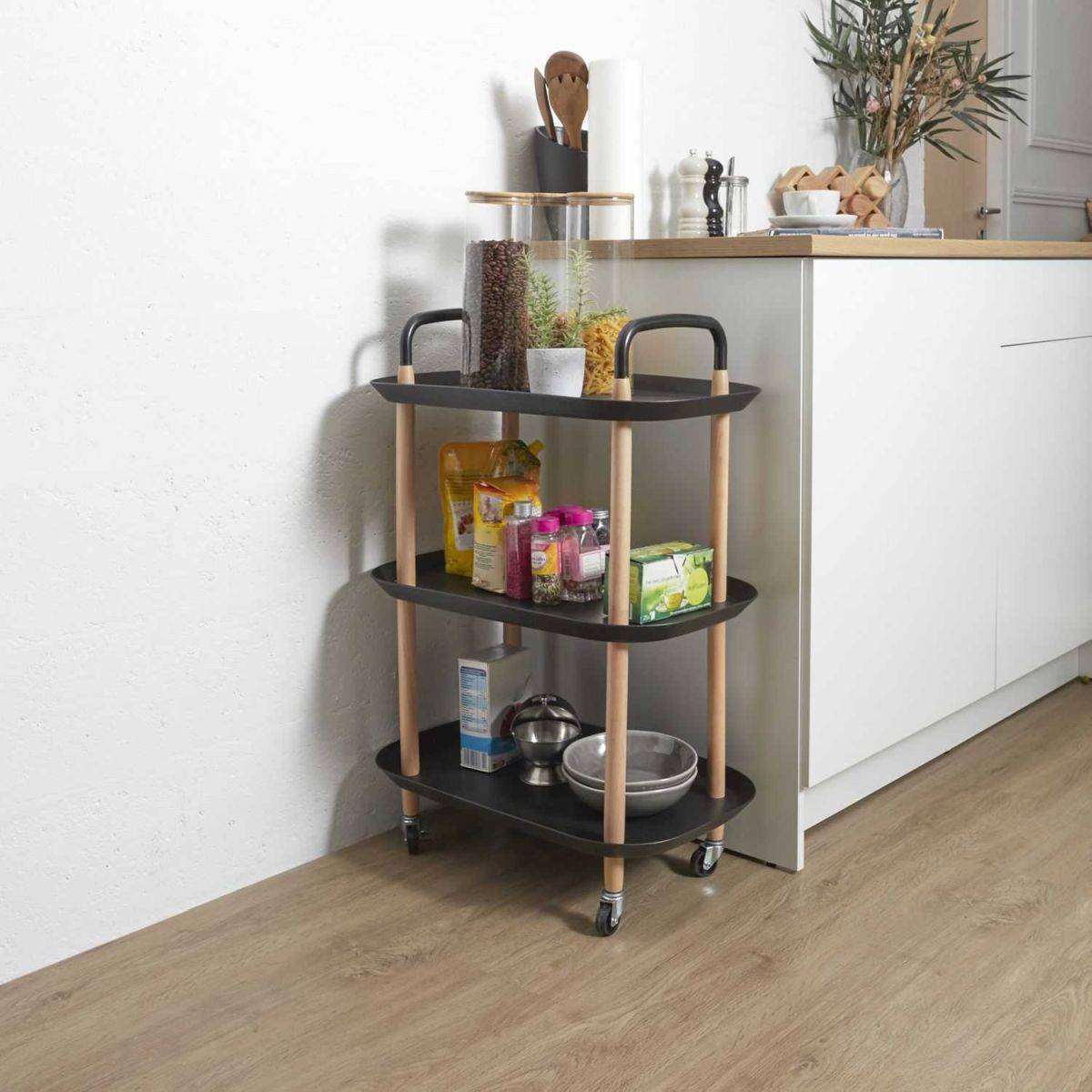 The Home Deco Factory - Desserte de Cuisine 3 Niveaux "Kaleo" 81cm Noir - Image 3