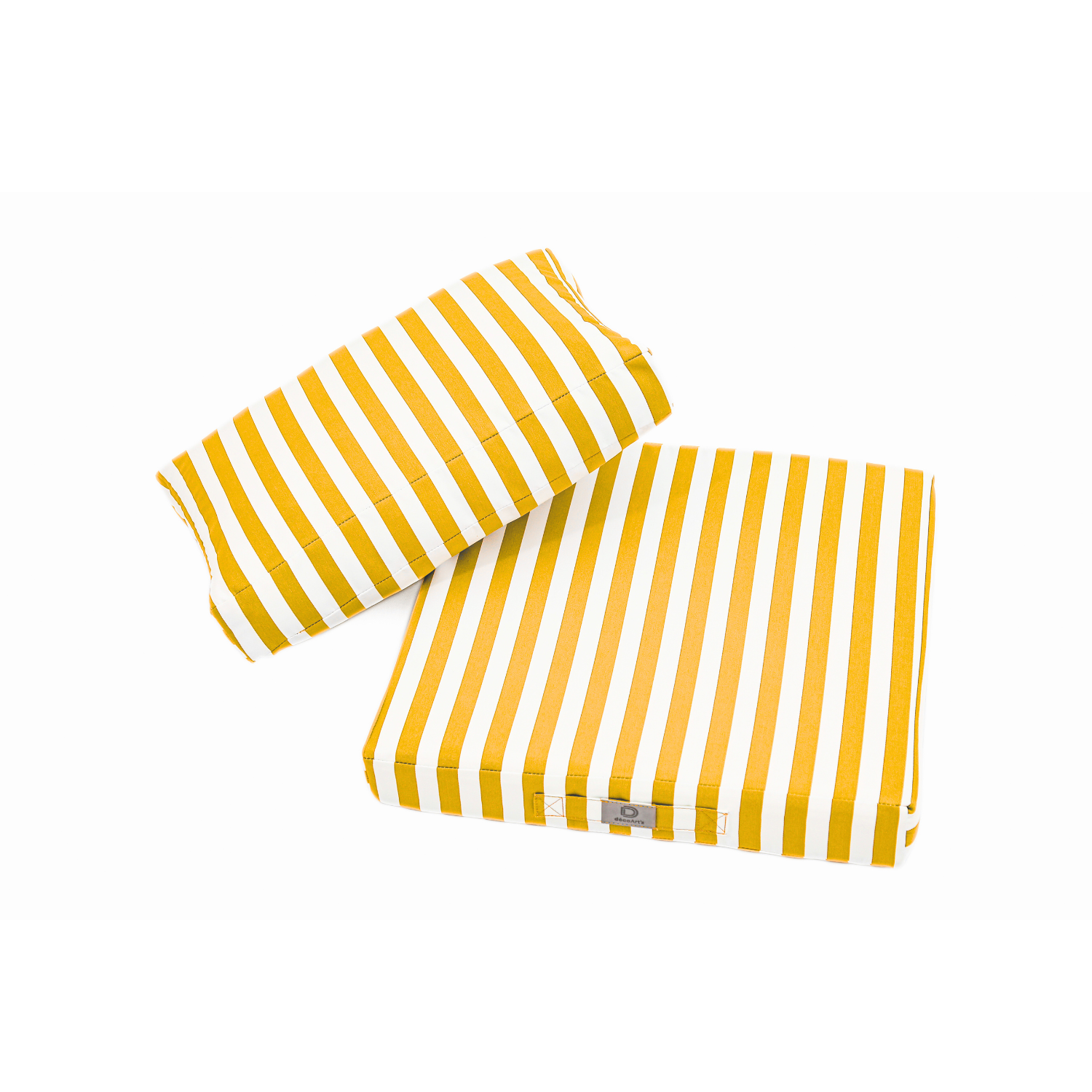 Coussins pour salon de jardin déhoussable 60x60cm Rayure jaune - Déco arts - Image 4