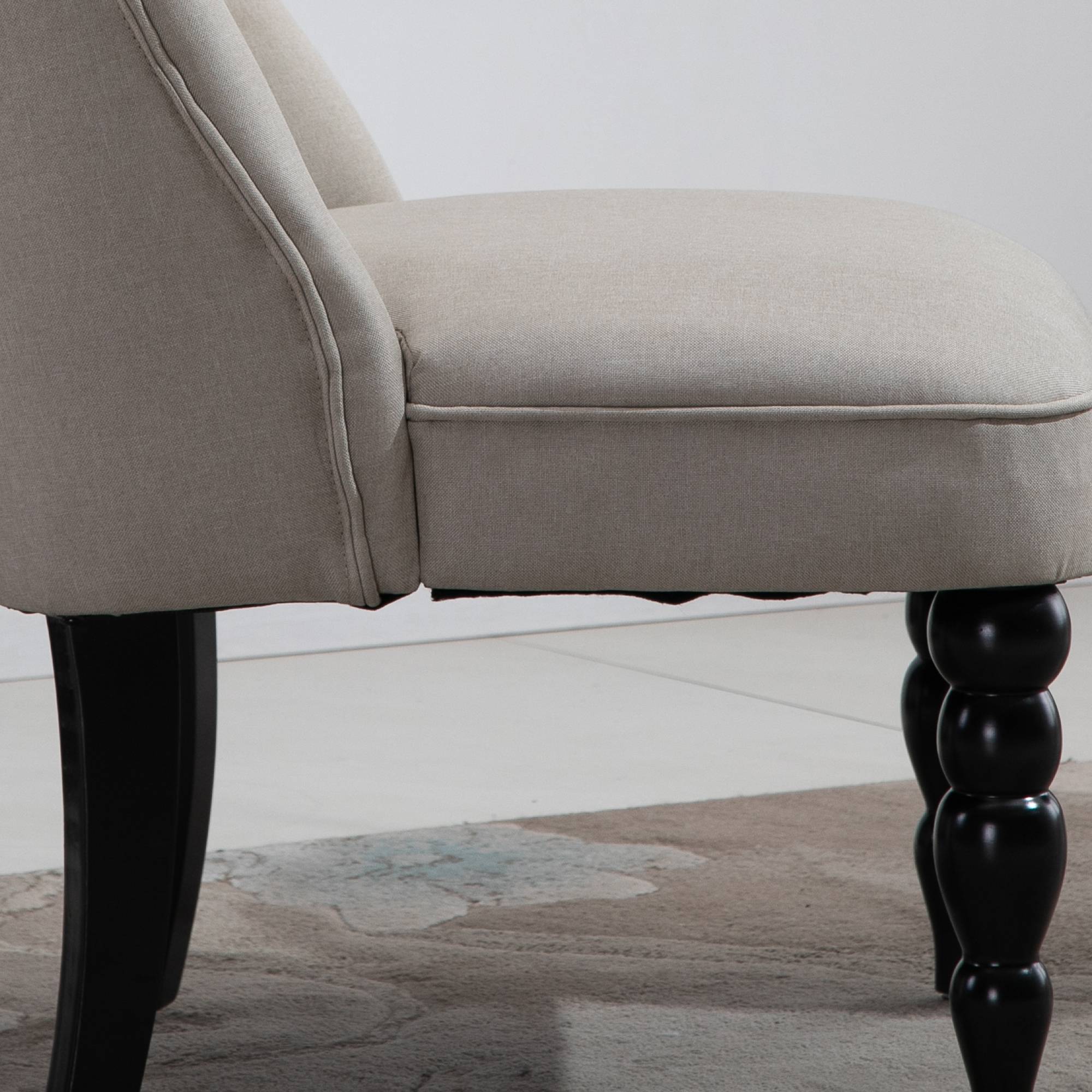 Fauteuil, fauteuil de salon, fauteuil inclinable vintage à pieds en bois, fauteuil de lecture aspect lin, fauteuil rembourré pour chambre, beige - Image 10
