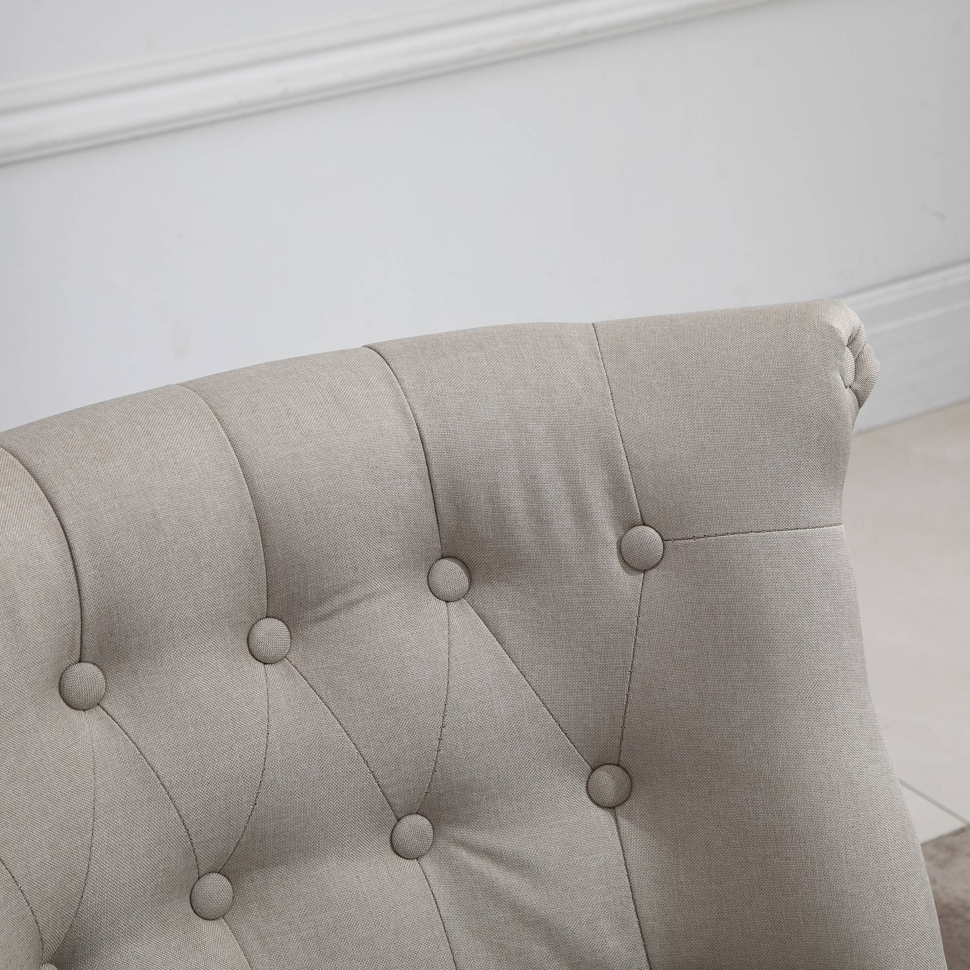 Fauteuil, fauteuil de salon, fauteuil inclinable vintage à pieds en bois, fauteuil de lecture aspect lin, fauteuil rembourré pour chambre, beige - Image 8
