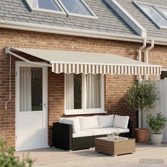 ComfortXL - Store banne manuel aluminium pour jardin ombre renforcée gris clair 4x3m - ComfortXL Outdoor Living - Image 1