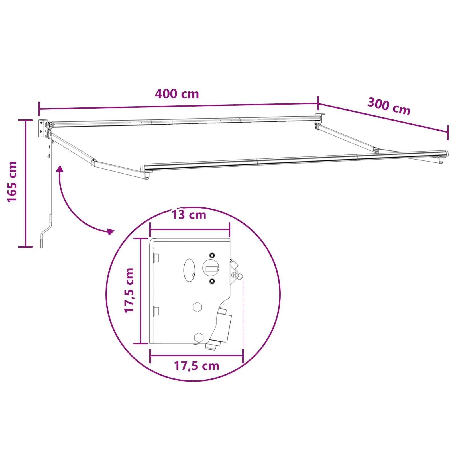 ComfortXL - Store banne manuel aluminium pour jardin ombre renforcée gris clair 4x3m - ComfortXL Outdoor Living - Image 8