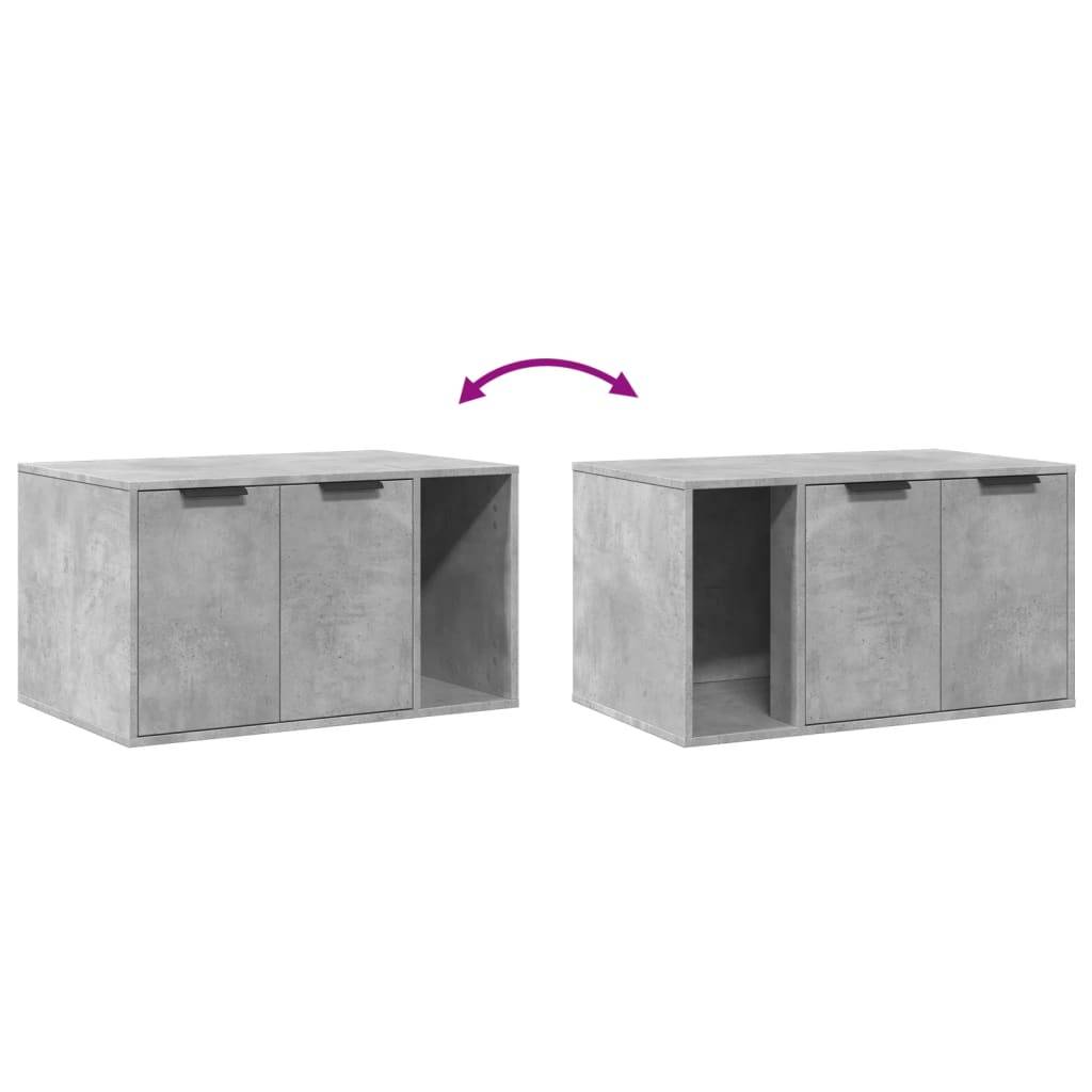 Meuble de bac à litière pour chat bois d'ingénierie gris béton 80 x 50 x 45 cm - PANGIVO - Image 8