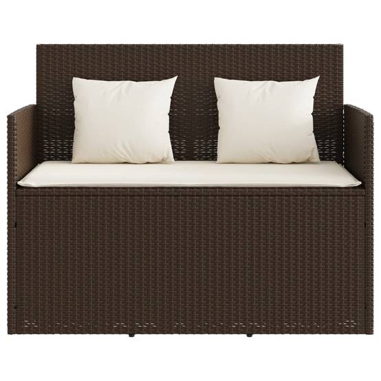 Banc de jardin | Banquette De Jardin | Banc Extérieur avec coussins marron résine tressée Maison Chic - Image 4