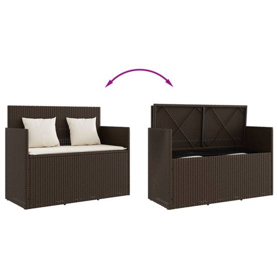 Banc de jardin | Banquette De Jardin | Banc Extérieur avec coussins marron résine tressée Maison Chic - Image 7