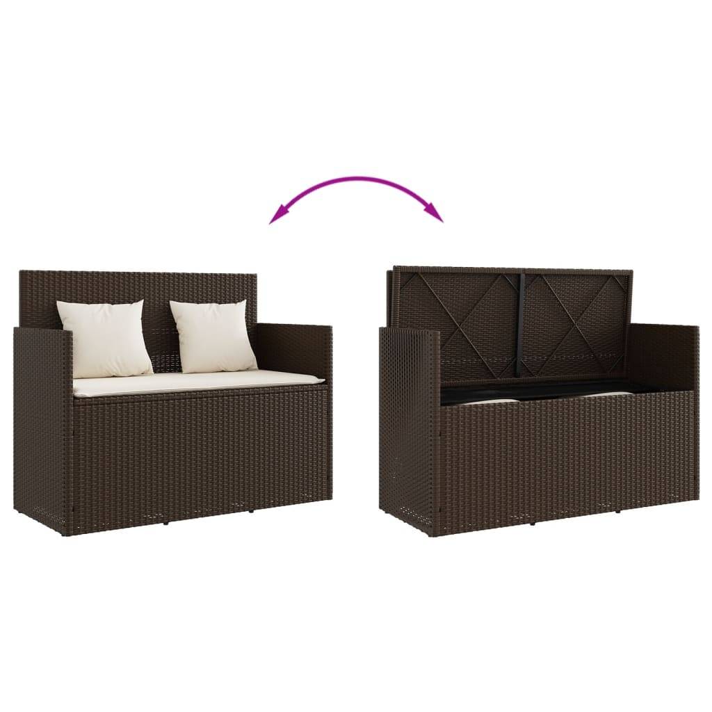 Banc de jardin | Banquette De Jardin | Banc Extérieur avec coussins marron résine tressée Maison Chic - Image 7