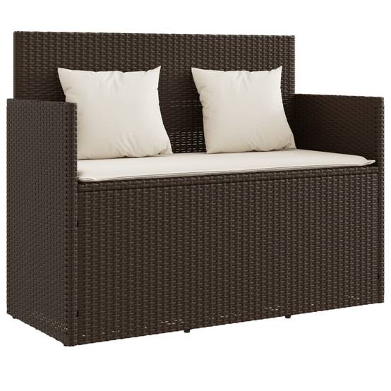 Banc de jardin | Banquette De Jardin | Banc Extérieur avec coussins marron résine tressée Maison Chic - Image 1