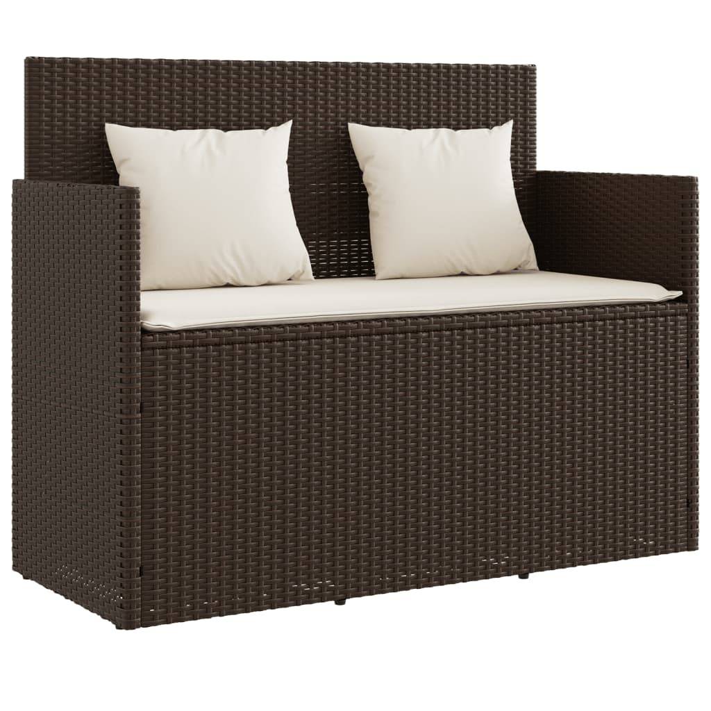Banc de jardin | Banquette De Jardin | Banc Extérieur avec coussins marron résine tressée Maison Chic - Image 1