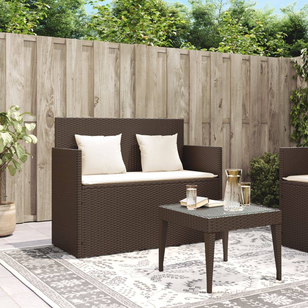 Banc de jardin | Banquette De Jardin | Banc Extérieur avec coussins marron résine tressée Maison Chic - Image 3