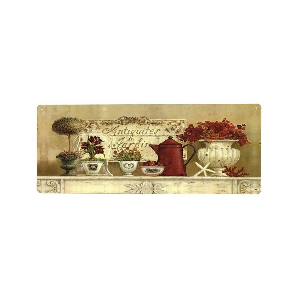 Plaque murale décorative vintage métal multicolore Antiquités 50x20cm Chemin de campagne - Image 1