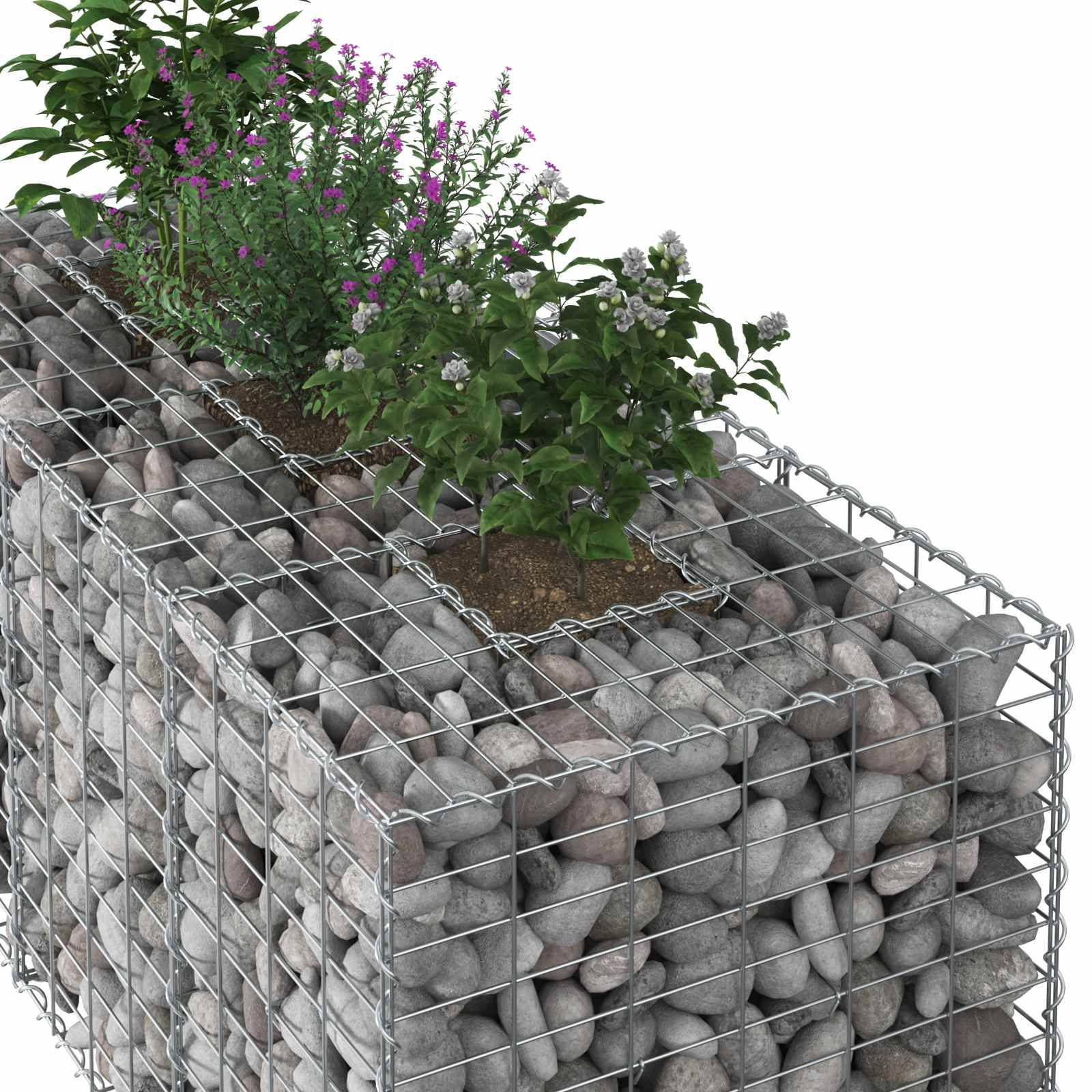 Lit surélevé gabion Acier galvanisé Argenté 140 x 60 x 55 cm - PANGIVO - Image 4