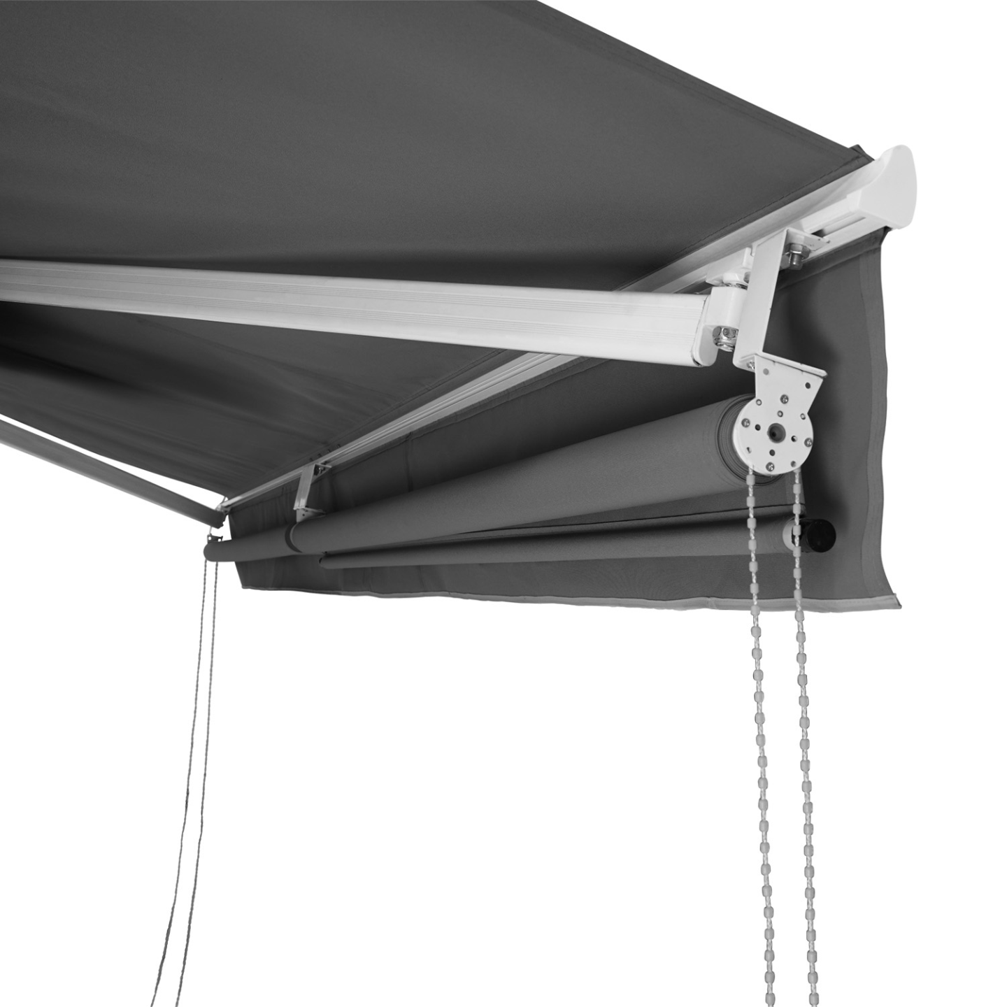 IDMARKET - Store banne manuel 4x3 M gris anthracite lambrequin H.1,50 M - Image 6