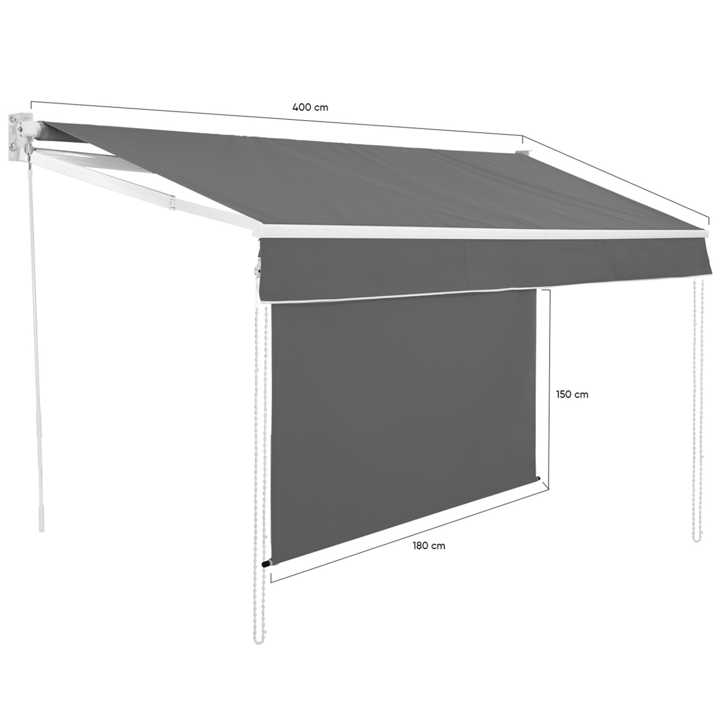 IDMARKET - Store banne manuel 4x3 M gris anthracite lambrequin H.1,50 M - Image 4