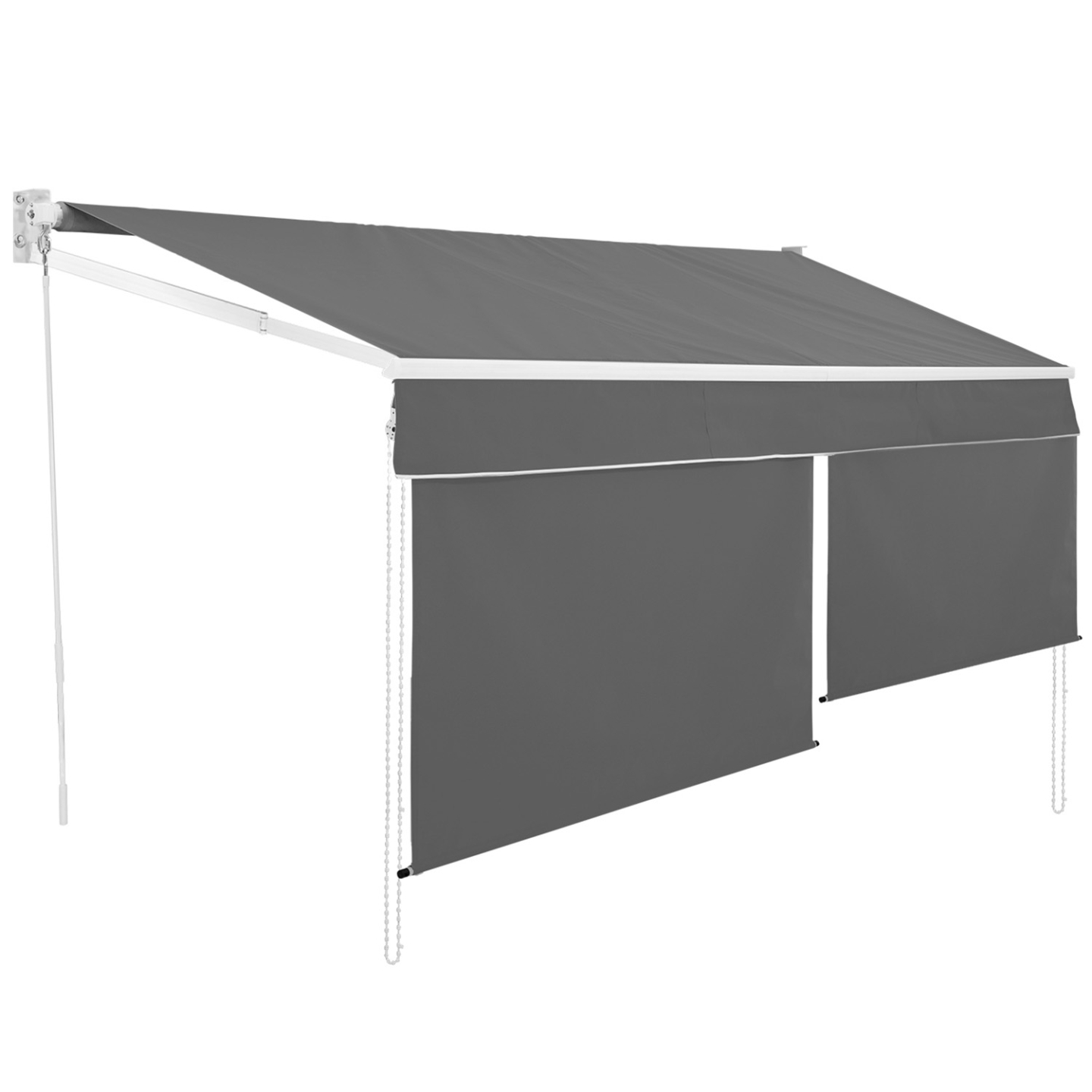 IDMARKET - Store banne manuel 4x3 M gris anthracite lambrequin H.1,50 M - Image 2