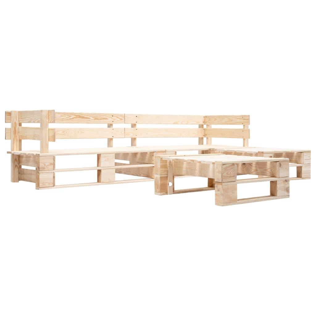 Helloshop26 - Salon de jardin meuble d'extérieur ensemble de mobilier palette 4 pièces avec coussins rouge bois - Imagen 3