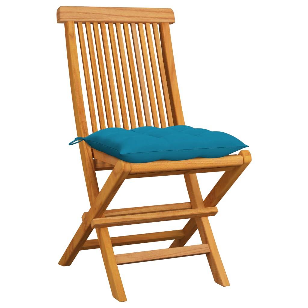 Vidaxl - Chaises pliantes avec coussins bleu clair, 6 pièces, en teck massif vidaXL 3065609 - Imagen 2