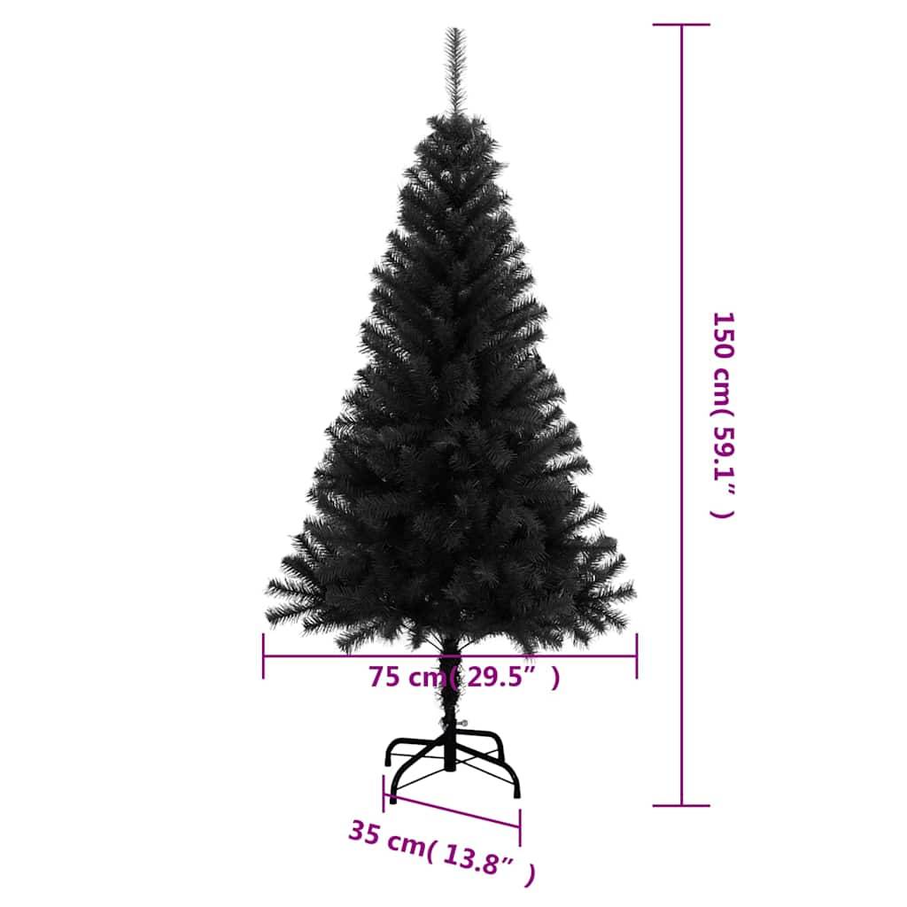 Vidaxl - Sapin de Noël artificiel avec support noir 150 cm PVC vidaXL 321000 - Image 3
