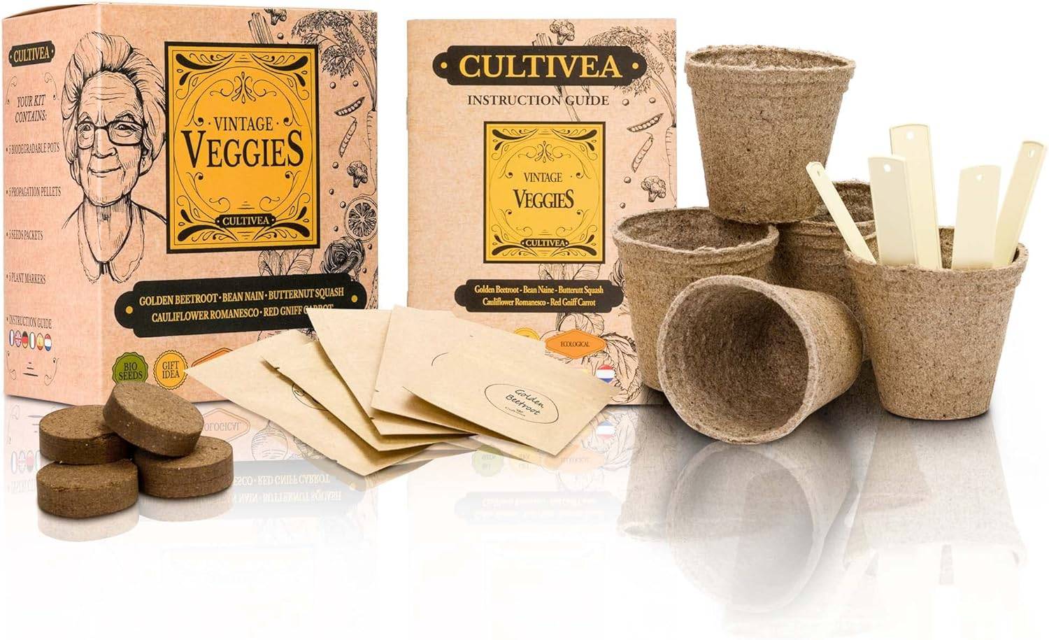 Kit Prêt à Pousser Légumes oubliés Vintage - (Betterave jaune, Haricot nain, Chou fleur romanesco natalino, Carotte, Courge) - Image 4