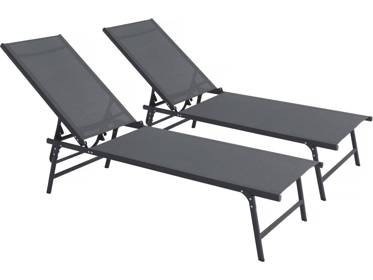 Lot De 2 Bains De Soleil En Métal "sublima" - 180 X 54 X 104 Cm - Anthracite -habitat Et Jardin