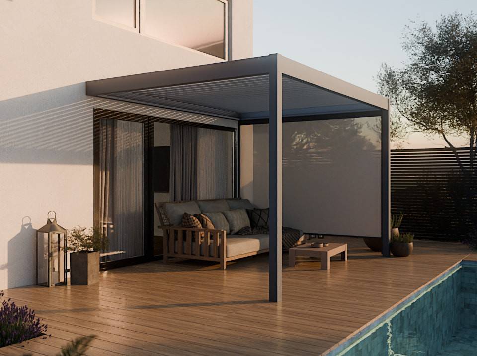 Pergola Bioclimatique Aluminium Adossee 12m² - 3x4m - Store Latéral Inclus - Imagen 3