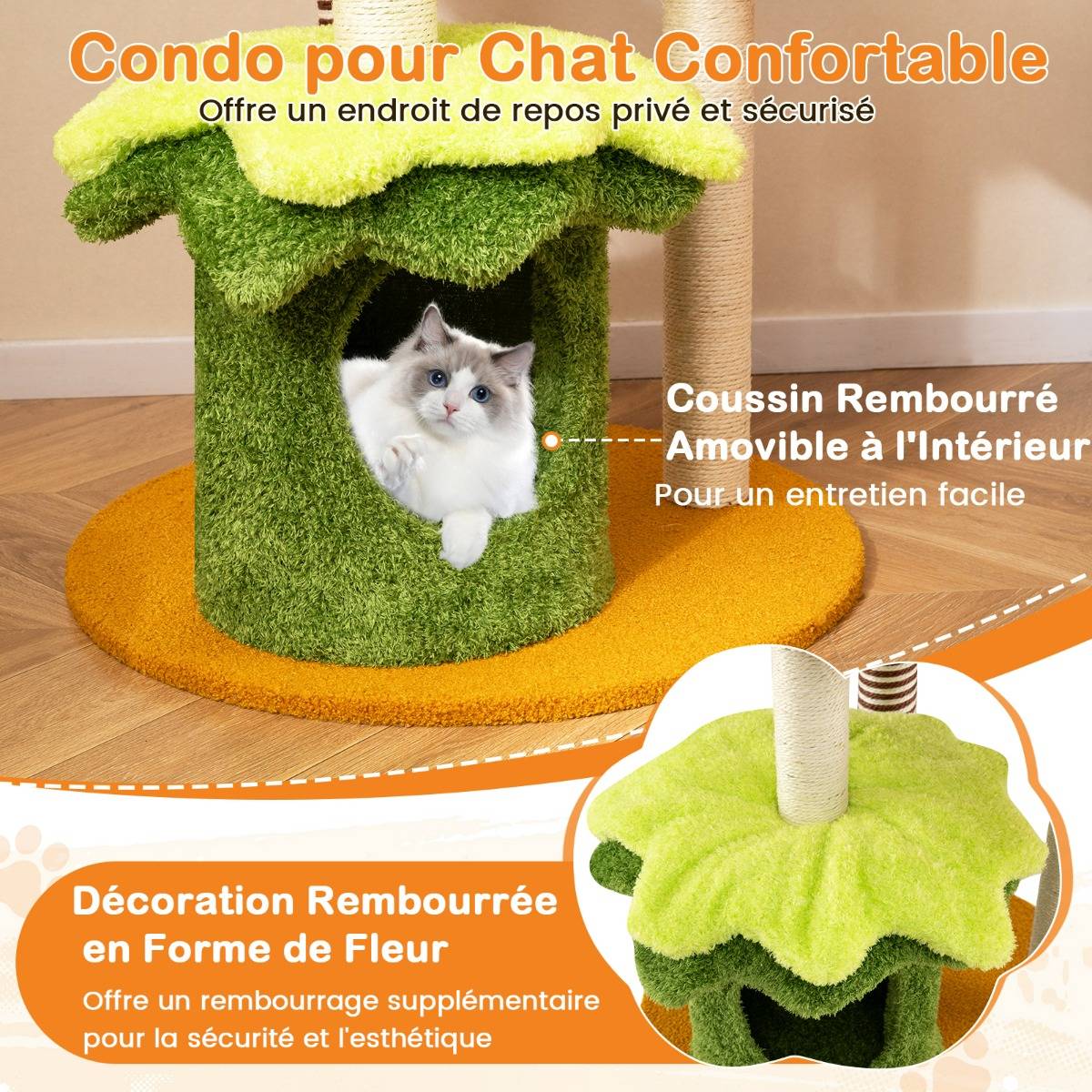 Maison Chic - Arbre à Chat Moderne Tour à Chatons à Plusieurs Niveaux avec Hamac Condo Perchoir Griffoirs - Image 7