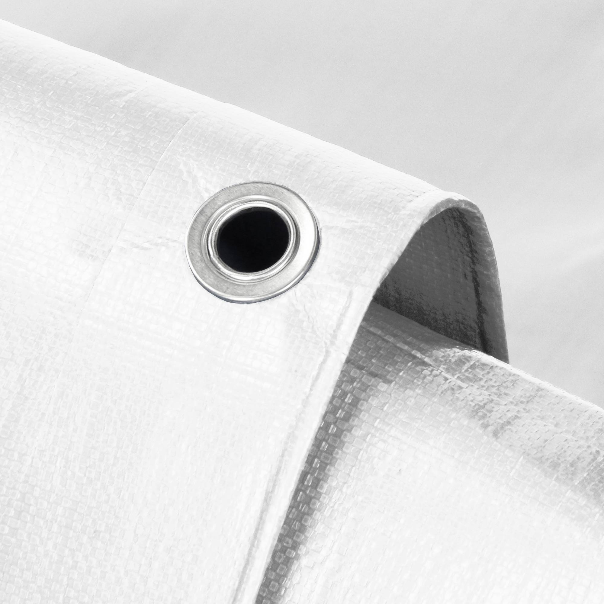 Ecd-Germany - Bâche de Protection Imperméable à l'Eau avec Oeillets - 6x10m 60m² 180g/m² - Polyéthylène PE Blanc - Résistant à la Moisissure - Imagen 2