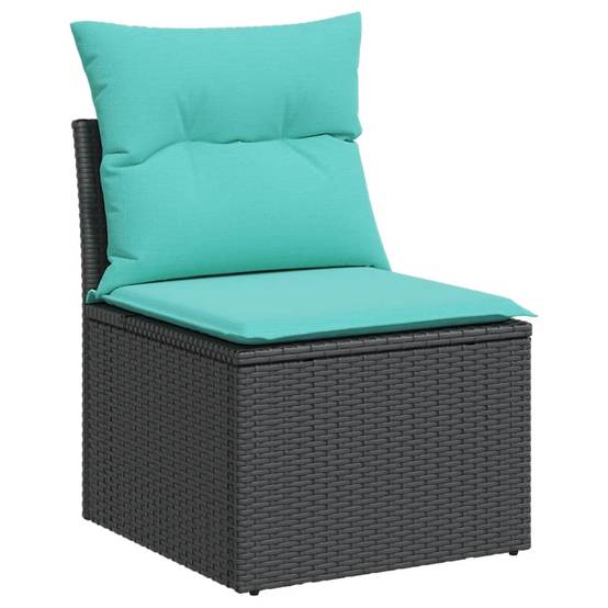 Salon de jardin bas 10 places modulable en résine tressée avec coussins bleus Noir – ComfortXL Outdoor Living - Image 5