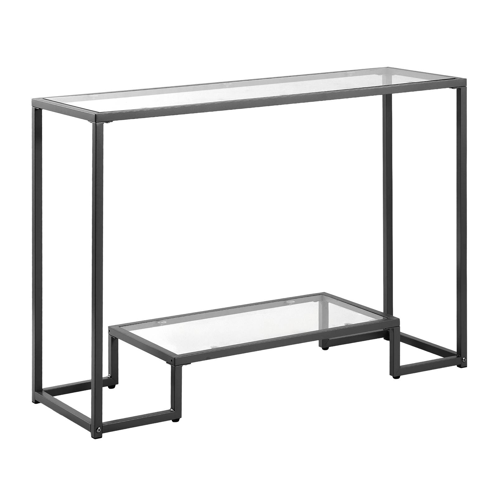 VEVOR Table console verre 2 niveaux, rectangulaire, moderne, noir. - Image 9