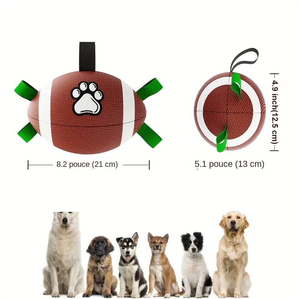 Ballon de football en caoutchouc durable pour chien MCBOSON - Image 2