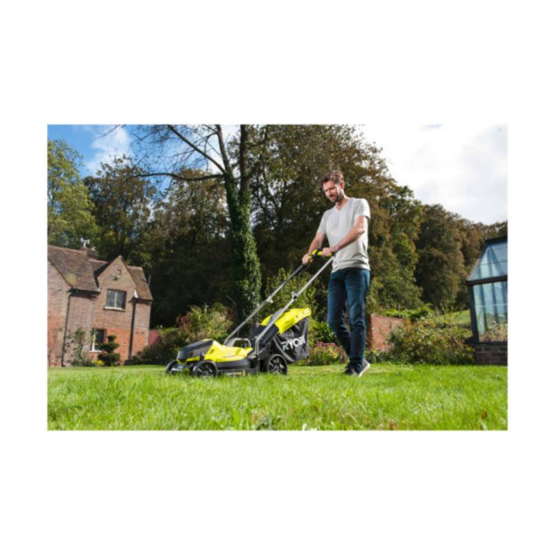 Ryobi - Tondeuse poussée RYOBI 18V One+ RLM18X33B40 - Batterie 4.0Ah - Chargeur - Coupe-bordures OFFERT - Image 4