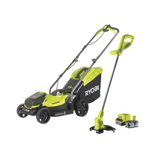 Ryobi - Tondeuse poussée RYOBI 18V One+ RLM18X33B40 - Batterie 4.0Ah - Chargeur - Coupe-bordures OFFERT - Image 1