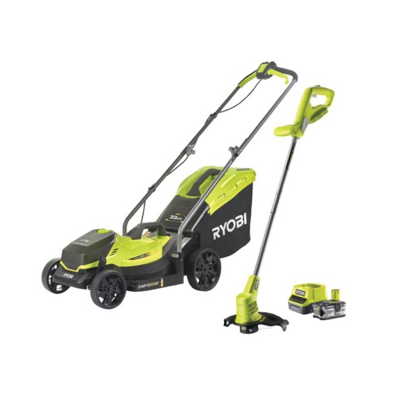 Ryobi - Tondeuse poussée RYOBI 18V One+ RLM18X33B40 - Batterie 4.0Ah - Chargeur - Coupe-bordures OFFERT - Image 1