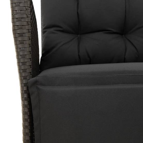 Salon de Jardin Poly Rotin Noir 8 Places, 2 Fauteuils avec Repose-pieds, Table 190x80cm, Coussins Noirs – ComfortXL Outdoor Living - Image 8